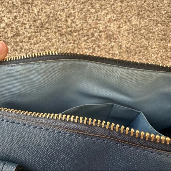 Coach Women's Peyton Leather Nancy Satchel, Navy Blue Handbag - Picture 11 of 14